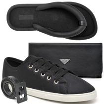 Kit Tenis Casual Master Shoes Cadarço Sola Reta com Chinelo Carteira e Cinto Kit Tenis Casual Master Shoes Cadarço Sola Reta com Chinelo Carteira e Cinto