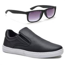 Kit Tênis Casual Slip On Masculino Elástico Casual + Óculos