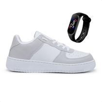 Kit Tênis Casual Sneakers Blogueira Moda Skate + Relógio Digital