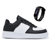 Kit Tênis Casual Sneakers Blogueira Moda Skate + Relógio Digital