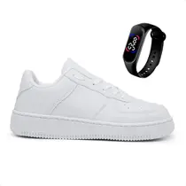 Kit Tênis Casual Sneakers Blogueira Moda Skate + Relógio Digital