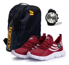 Kit Tenis Casual Unissex Academia Leve + Mochila E Relógio