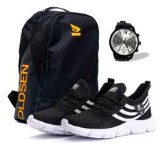 Kit Tenis Casual Unissex Academia Leve + Mochila E Relógio