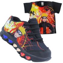 Kit Tênis De Led Infantil Menino Masculino Naruto + Camisa
