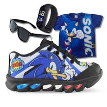 Kit Tênis De Led Infantil Menino Masculino Sonic Boom + Camisa + Relógio + Óculos Kit Tênis De Led Infantil Menino Masculino Sonic Boom + Camisa + Relógio + Óculos
