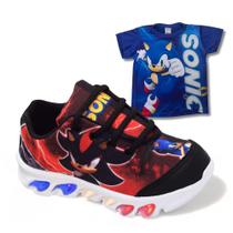 Kit Tênis De Led Infantil Menino Masculino Sonic Shadow+ Camisa