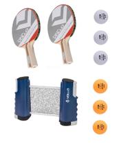 Kit Tênis de Mesa 02 Raquetes Energy + 06 Bolas 2 ** + Rede Retrátil