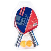 Kit tênis de mesa 2 raquetes + 3 bolas vollo vt710