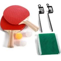 Kit Tenis de Mesa 2 Raquetes de Ping Pong + 3 Bolinhas + Rede