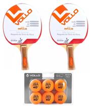 Kit Tênis de Mesa 2 Raquetes Impulse Pro ITTF + 06 Bolas 3 *** Vollo