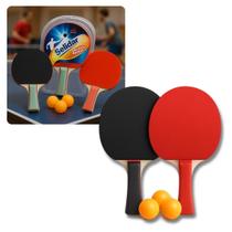 Kit Tênis de Mesa com 2 Raquetes e 3 Bolinhas para Iniciantes Lazer Esporte Kit Tênis de Mesa com 2 Raquetes e 3 Bolinhas para Iniciantes Lazer Esporte