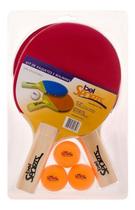 Kit tenis de mesa com 2 raquetes e bola belfix 485000