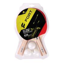 Kit tênis de mesa fort evo (2 raquetes 3 bolas + rede)