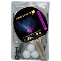 Kit tênis de Mesa Gold Sports Competition - 2 raques 3 bolas rede e suporte