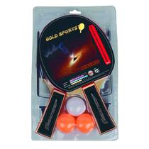 Kit Tênis de Mesa Gold Sports New Sirius - 2 Raquetes e 3 Bolas Rede e Suporte