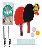Kit Tênis De Mesa Ping Pong 2 Raquete 3 Bolas E Suporte Rede - Art Brink
