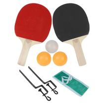 Kit Tênis de mesa Ping Pong 2 Raquete 3 Bolinhas 1 Rede - Art Sport