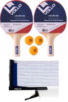 Kit Tênis de Mesa Ping Pong 2 Raquete Leisure + 3 Bolas + Rede Alicate