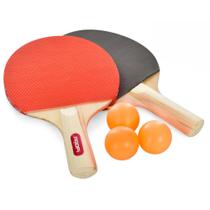 Kit Tênis de Mesa Ping Pong 2 Raquete Lisa + 3 Bolinhas