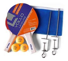 Kit Tênis De Mesa Ping Pong 2 Raquetes 3 Bolas e Rede Vollo