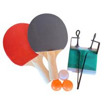 Kit Tênis De Mesa Ping Pong 2 Raquetes + 3 Bolinhas + 1 Rede Novo Original