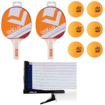Kit Tenis de Mesa Ping Pong 2 Raquetes Impact 1000 + 6 Bolas 1 Estrela + Rede C/Suporte