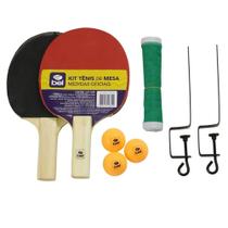 Kit Tênis de Mesa Ping-Pong: 2 Raquetes, Suporte, Rede e 3 Bolinhas BEL Kit Tênis de Mesa Ping-Pong: 2 Raquetes, Suporte, Rede e 3 Bolinhas BEL
