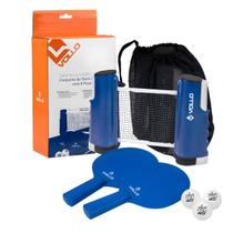 Kit Tênis de Mesa Ping Pong Vollo Pro Rede retrátil + 3 Bolas