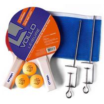 Kit tênis de mesa vollo - 2 raquetes + 3 bolas + rede e suporte
