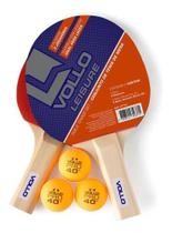 Kit Tênis De Mesa Vollo Ping Pong 2 Raquete Leisure 3 Bolas