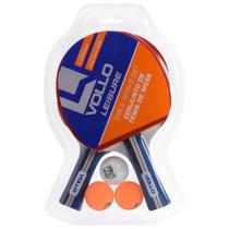 Kit Tênis de Mesa Vollo VT710 com 02 Raquetes e 03 Bolinhas
