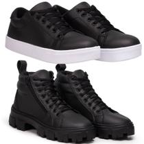 Kit Tênis E Bota Feminina, 1 Coturno Preto + 1 Tenis Preto. Kit Tênis E Bota Feminina, 1 Coturno Preto + 1 Tenis Preto.
