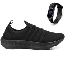 Kit Tênis Esportivo Academia Esporte Corrida Caminhada Treino Confortável Leve Macio + Relógio