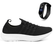 Kit Tênis Esportivo Academia Esporte Corrida Caminhada Treino Confortável Leve Macio + Relógio