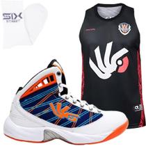 KIT Tênis Esportivo De Basquete + Regata Preta e Meia Six