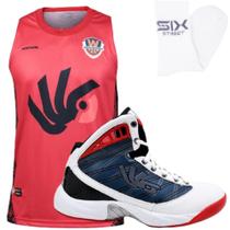 Kit Tênis Esportivo De Basquete + Regata Vermelha e Meia