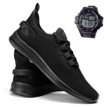 Kit Tênis Esportivo Masculino Academia Corrida Caminhada Leve Macio Confortável + Relógio Esporte