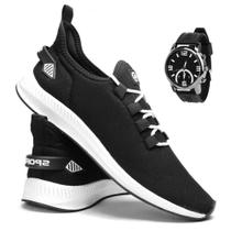 Kit Tênis Esportivo Masculino Conforto Academia Corrida Caminhada Musculação Leve + Relógio Kit Tênis Esportivo Masculino Conforto Academia Corrida Caminhada Musculação Leve + Relógio