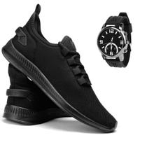Kit Tênis Esportivo Masculino Conforto Academia Corrida Caminhada Musculação Leve + Relógio