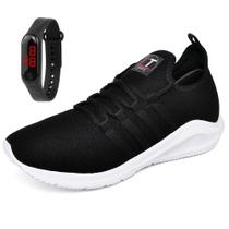 Kit Tênis Esportivo Masculino Corrida Caminhada Academia Leve + Relógio Digital Led