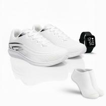 Kit Tênis Esportivo Masculino Feminino Confortável Leve para Academia Corrida Caminhada Relógio Digital Meias