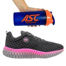 Kit Tênis Esportivo Para Treino e Academia Feminino Cinza e Coqueteleira