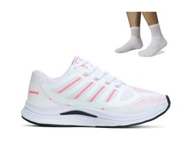 Kit Tênis Feminino Branco Caminhada Academia + Meia Branca