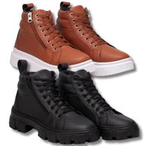 Kit Tenis Feminino Caramelo + Bota Tratorada Preta