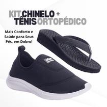 Kit Tênis Feminino Casual Calce Fácil e Chinelo Ortopédico Para Esporão Anatômico Massageador