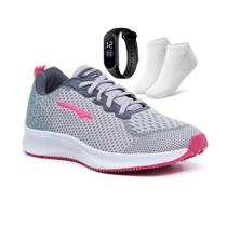 Kit Tênis Feminino Casual Esportivo Para Academia Treino Confortável Relógio e Meia