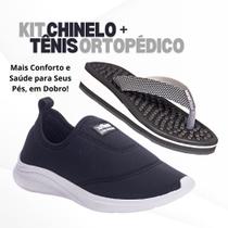 Kit Tenis Feminino Casual Massageador + Chinelo Ortopédico Anatômico Confortável Para Esporão
