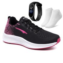 Kit Tenis Feminino de Caminhada Academia com Relógio e Meia - Yes Basic