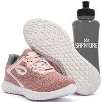 Kit Tênis Feminino Esportivo de Amarrar Leve Sapatore Rosa e Squeeze