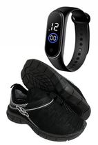 kit tenis feminino masculino treino caminhada academia corrida com relogio